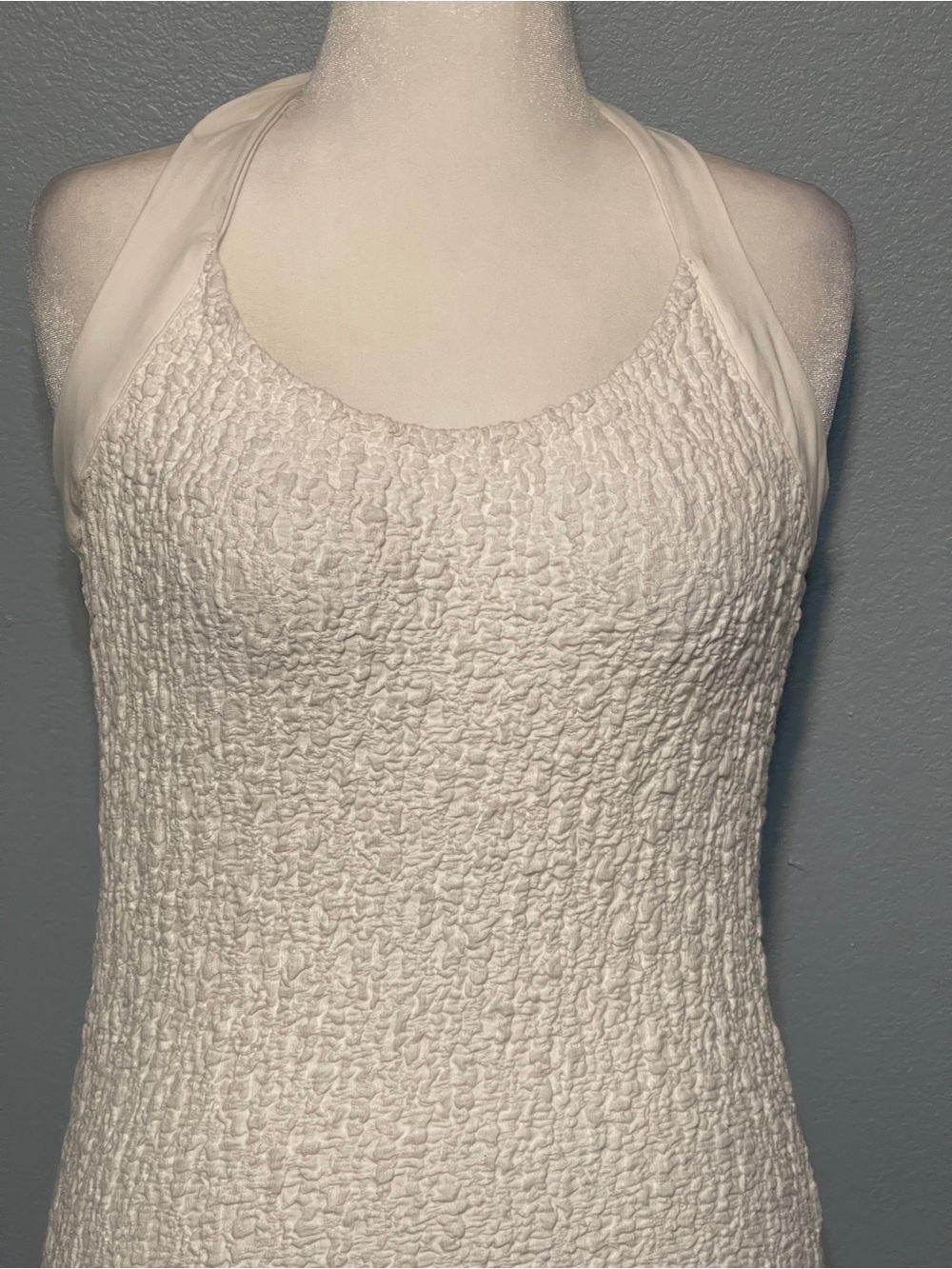 Free-Est Free People White Textured Halter Midi Dress Side Cutout Beach Boho XL - Picture 3 of 10